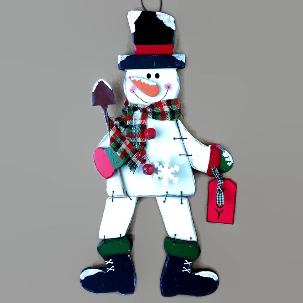 Homerbest Wooden Hand-painted 21"Hanging Snowman